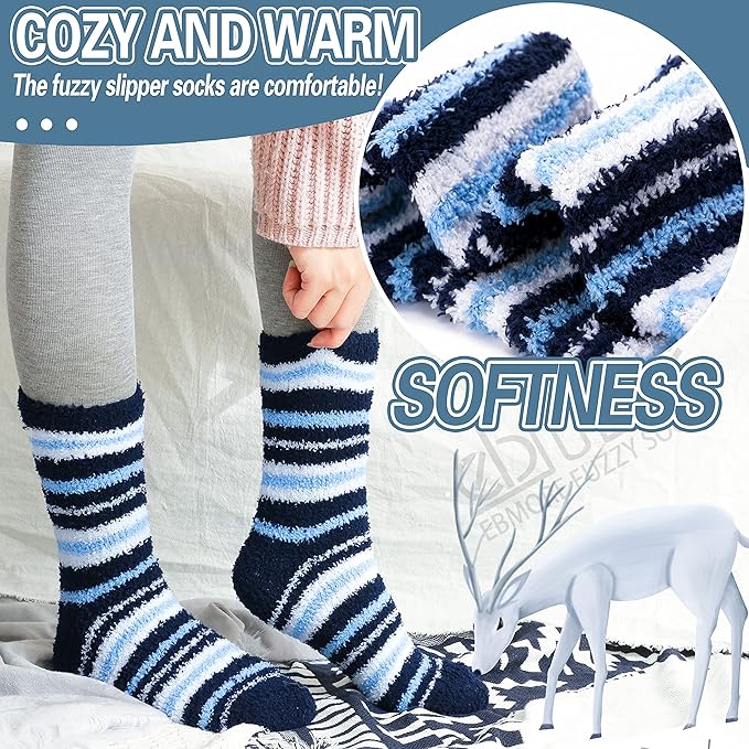 EBMORE Fuzzy Socks Warm Winter Slipper Fluffy Sleep Cozy Comfy Cabin Socks for Mens Womens