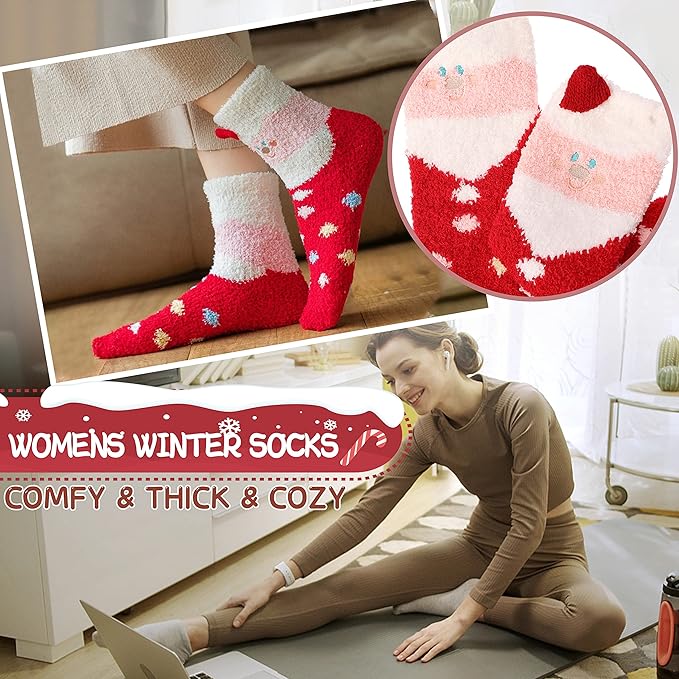 ProEtrade Fuzzy Socks for Women Teen Girls Fluffy Christmas Cozy Slipper Cabin Soft Winter Warm Fleece Socks