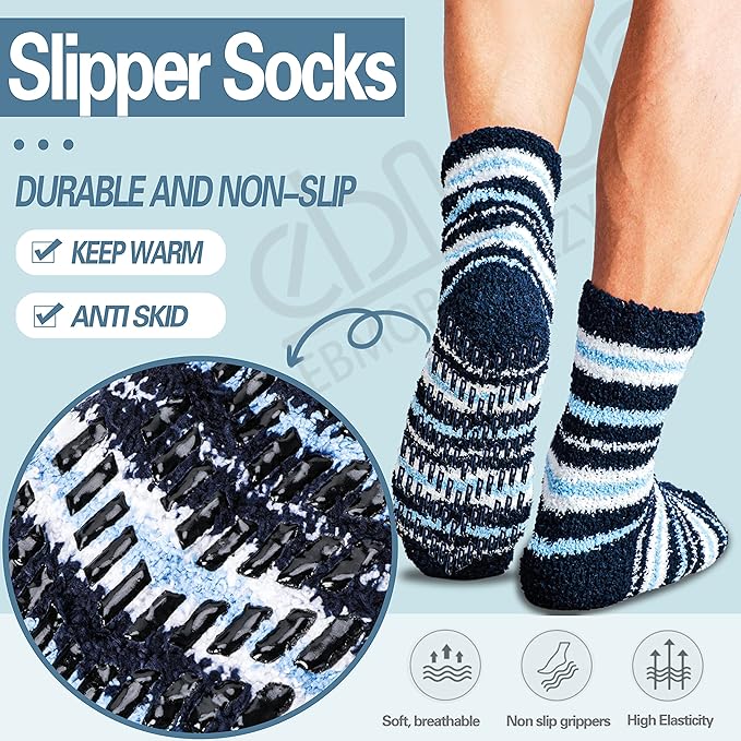 EBMORE Fuzzy Socks Warm Winter Slipper Fluffy Sleep Cozy Comfy Cabin Socks for Mens Womens