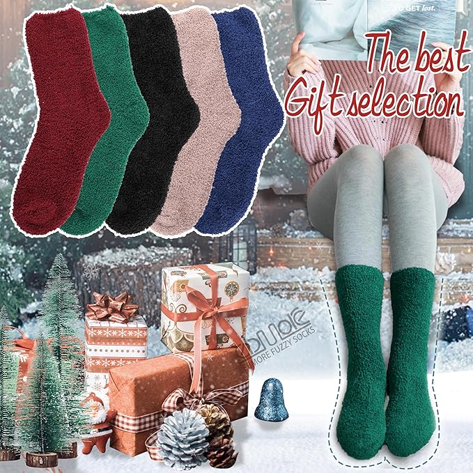 EBMORE Fuzzy Socks Warm Winter Slipper Fluffy Sleep Cozy Comfy Cabin Socks for Mens Womens