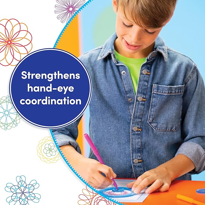 Spirograph with Markers, Arts and Crafts, Kids Toys, Art Supplies, Craft Supplies, Drawing Kit, Spiral Art, Classic Gear Design Kit, Markers, Design Sheet Included, Ages 8+