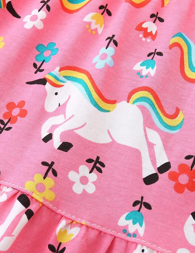 Bumeex Girl's Dresses Cotton Ruffle Sleeve Tiered Swing A-Line Cute Midi Casual Sundress