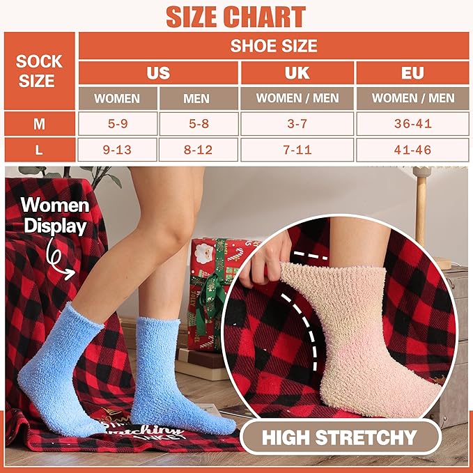 Fuzzy Socks Fluffy Thick Warm Winter Soft Cozy Plush Sleep Home Fleece Cabin Soft House Socks for Women Men
