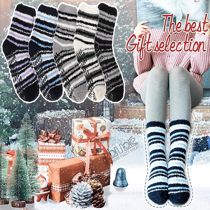 EBMORE Fuzzy Socks Warm Winter Slipper Fluffy Sleep Cozy Comfy Cabin Socks for Mens Womens