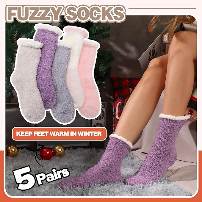 Fuzzy Socks Fluffy Thick Warm Winter Soft Cozy Plush Sleep Home Fleece Cabin Soft House Socks for Women Men