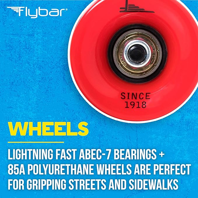 Flybar 22 Inch Kids Skateboard – Mini Cruiser Skateboards for Kids Ages 6-12, Outdoor Toys, Lightweight, Durable, Non-Slip Deck, ABEC-7 Bearings, Holds up to 175 lbs