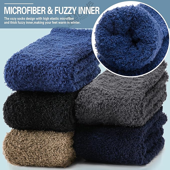 EBMORE Fuzzy Socks Warm Winter Slipper Fluffy Sleep Cozy Comfy Cabin Socks for Mens Womens
