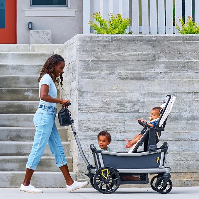 Veer Cruiser City | Premium Urban Wagon Stroller for Babies, Toddlers, and Kids | Traditional Stroller Push Steering | JPMA Certified | Lightweight and Collapsible | 2 Seater