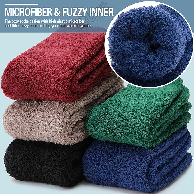 EBMORE Fuzzy Socks Warm Winter Slipper Fluffy Sleep Cozy Comfy Cabin Socks for Mens Womens