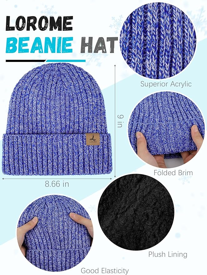 3 PCS Winter Hat Scarf Gloves Set, Soft Warm Knit Beanie Hat Touchscreen Gloves Long Knitted Scarf Set Winter Gifts for Men