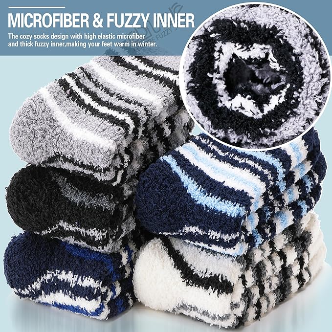EBMORE Fuzzy Socks Warm Winter Slipper Fluffy Sleep Cozy Comfy Cabin Socks for Mens Womens
