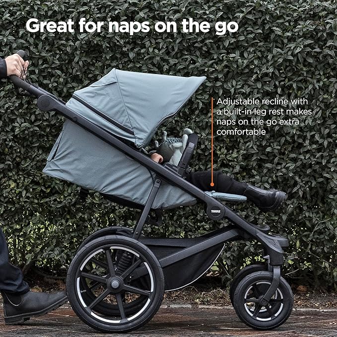 Thule Urban Glide 4-Wheel Single Child All-Terrain Stroller, Full-Suspension System, Air-Filled Tires, Upright seat with Adjustable Recline and Built-in Leg Rest, Baby Stroller