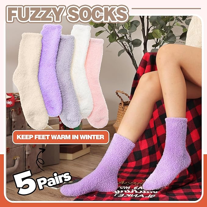 Fuzzy Socks Fluffy Thick Warm Winter Soft Cozy Plush Sleep Home Fleece Cabin Soft House Socks for Women Men