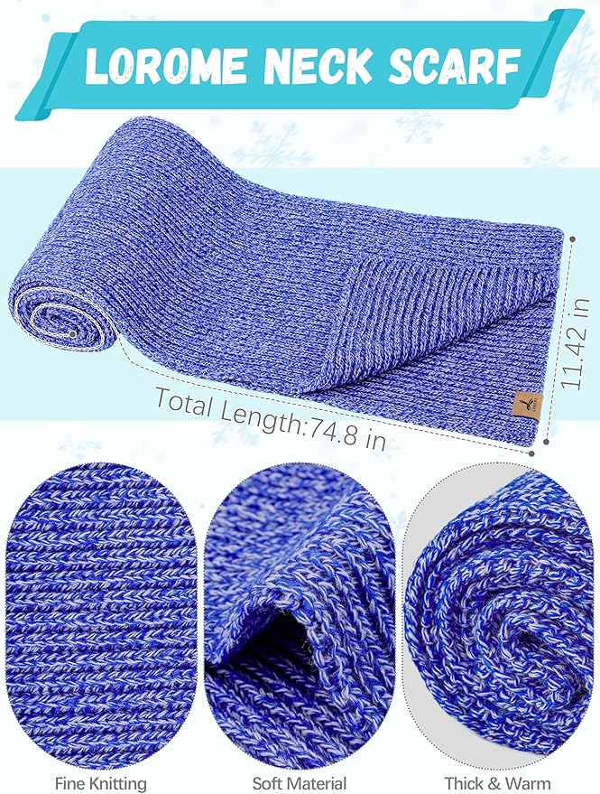 3 PCS Winter Hat Scarf Gloves Set, Soft Warm Knit Beanie Hat Touchscreen Gloves Long Knitted Scarf Set Winter Gifts for Men
