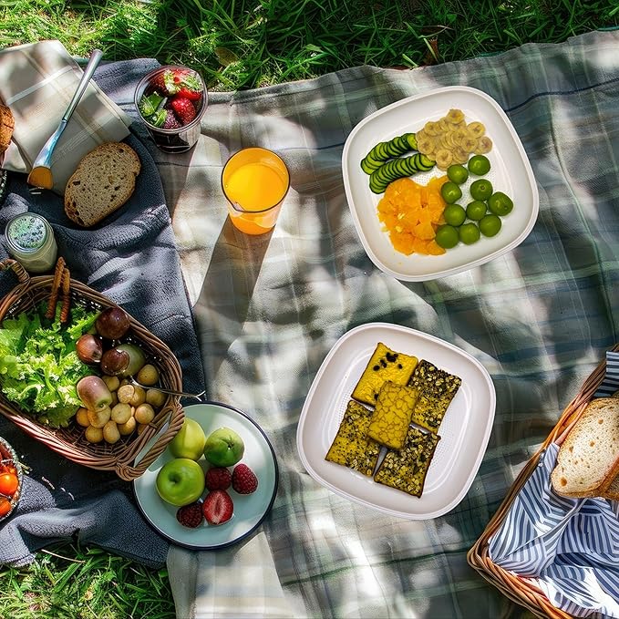 2-Pack Snack Containers and Portable Snack Tray with Reversible Stretch Lid, BPA-Free Reusable Containers for Food Storage, Freezer & Dishwasher Safe, Ideal for Charcuterie, Salad, Picnic