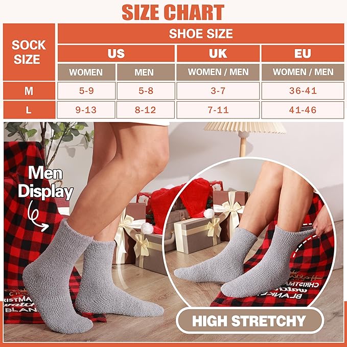 Fuzzy Socks Fluffy Thick Warm Winter Soft Cozy Plush Sleep Home Fleece Cabin Soft House Socks for Women Men