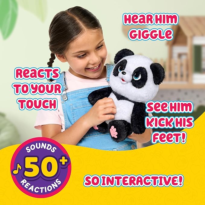 Little Live Pets My Baby Talking Panda ChuChu, Cuddly Panda Toy Plush with 50+ Sounds, Potty Dance, Kick, Feed, Kids Interactive Animal Toys Ages 4+