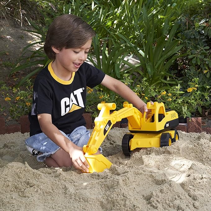 Cat Construction 15" Excavator | Super-Sized Kids Outdoor Toy | Real Working Parts & Articulated Parts | Ideal Toys for 3 Year Old Boys | CAT Construction Toys