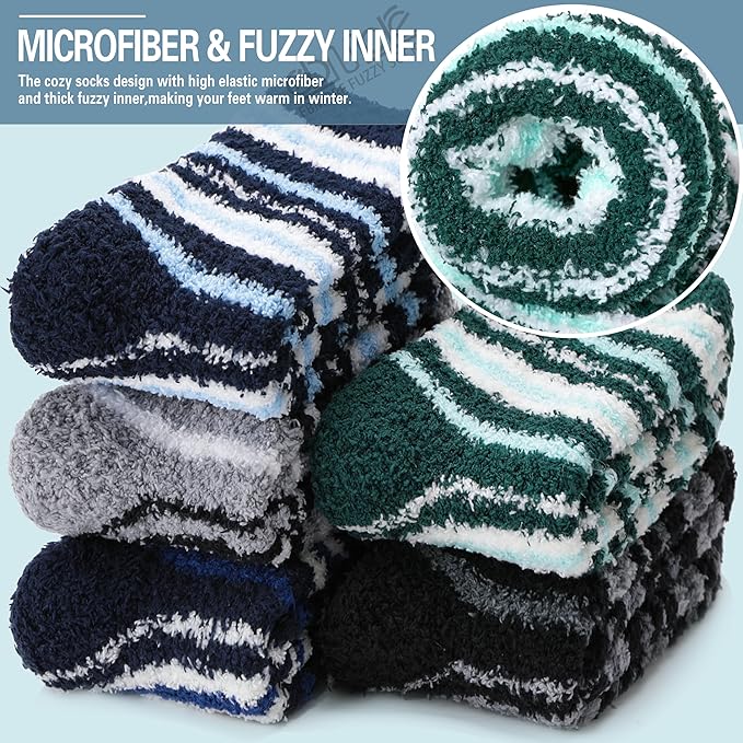 EBMORE Fuzzy Socks Warm Winter Slipper Fluffy Sleep Cozy Comfy Cabin Socks for Mens Womens