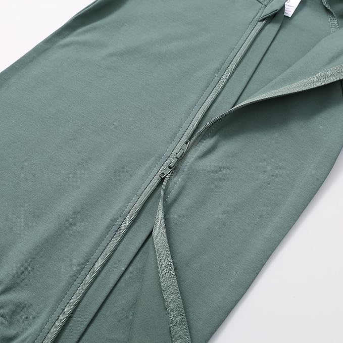 JunNeng 2 Pack Footless Long/Short Sleeve Baby Romper with Zipper Cotton Infant Sleepwear