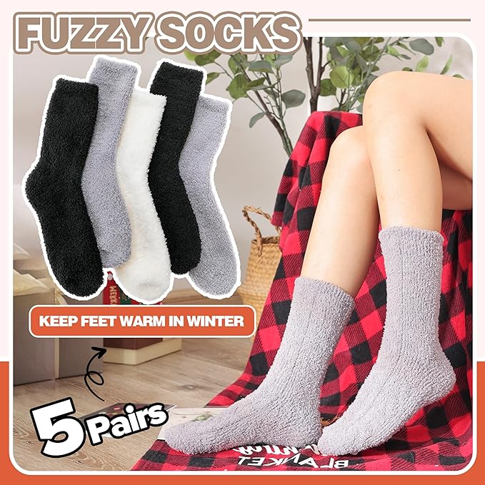 Fuzzy Socks Fluffy Thick Warm Winter Soft Cozy Plush Sleep Home Fleece Cabin Soft House Socks for Women Men