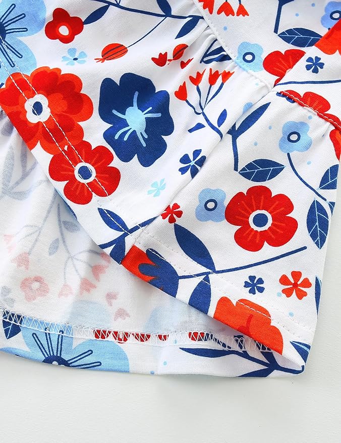 Bumeex Girl's Dresses Cotton Ruffle Sleeve Tiered Swing A-Line Cute Midi Casual Sundress