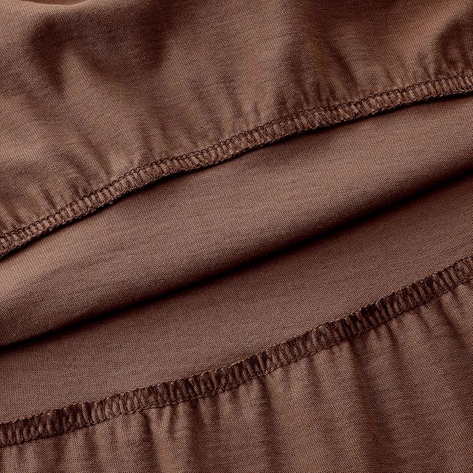 Bumeex Girl's Dresses Cotton Ruffle Sleeve Tiered Swing A-Line Cute Midi Casual Sundress