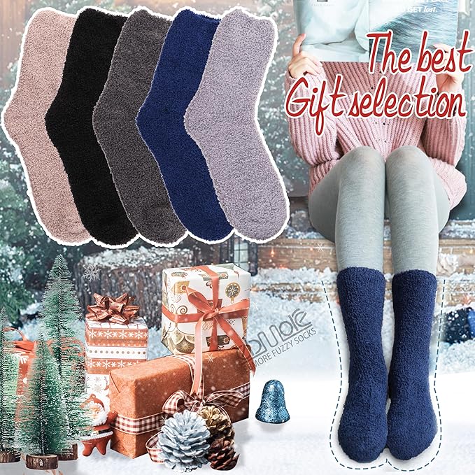EBMORE Fuzzy Socks Warm Winter Slipper Fluffy Sleep Cozy Comfy Cabin Socks for Mens Womens