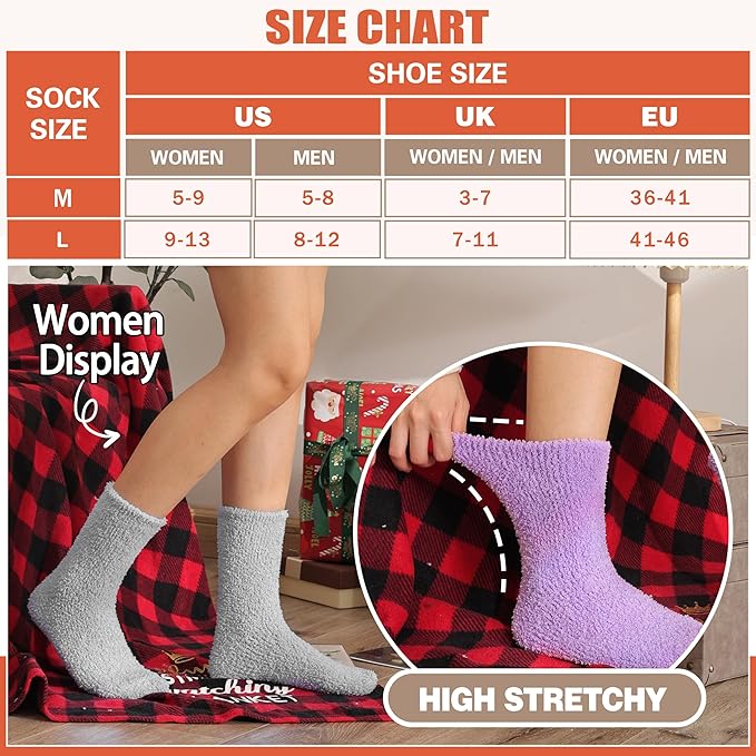 Fuzzy Socks Fluffy Thick Warm Winter Soft Cozy Plush Sleep Home Fleece Cabin Soft House Socks for Women Men