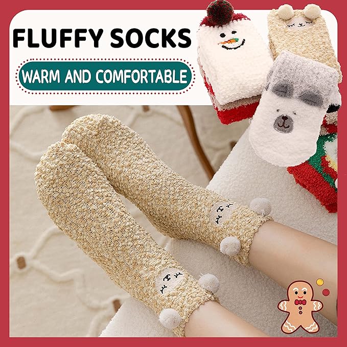 ProEtrade Fuzzy Socks for Women Teen Girls Fluffy Christmas Cozy Slipper Cabin Soft Winter Warm Fleece Socks