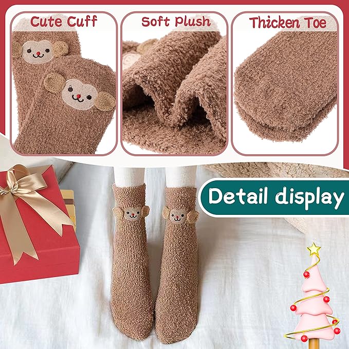 ProEtrade Fuzzy Socks for Women Teen Girls Fluffy Christmas Cozy Slipper Cabin Soft Winter Warm Fleece Socks