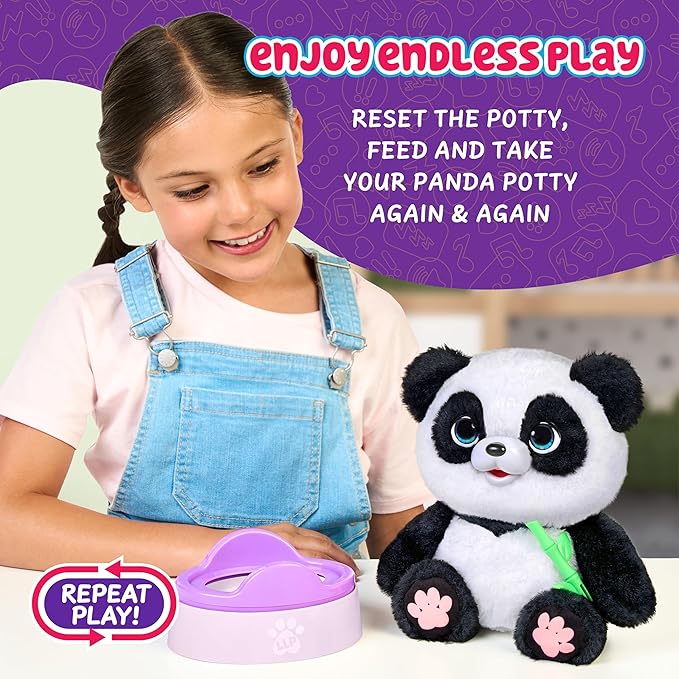 Little Live Pets My Baby Talking Panda ChuChu, Cuddly Panda Toy Plush with 50+ Sounds, Potty Dance, Kick, Feed, Kids Interactive Animal Toys Ages 4+