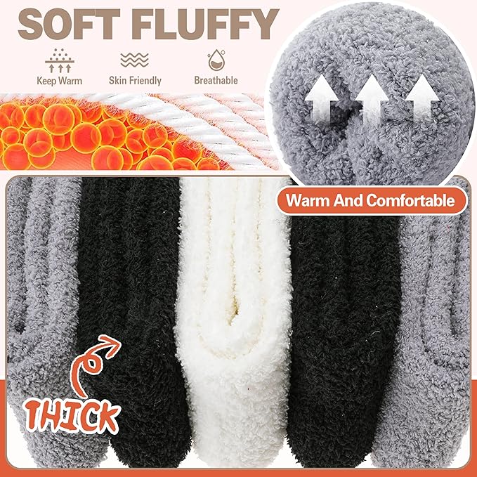 Fuzzy Socks Fluffy Thick Warm Winter Soft Cozy Plush Sleep Home Fleece Cabin Soft House Socks for Women Men