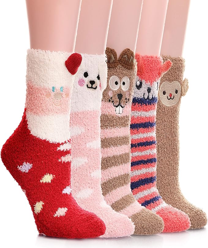 ProEtrade Fuzzy Socks for Women Teen Girls Fluffy Christmas Cozy Slipper Cabin Soft Winter Warm Fleece Socks