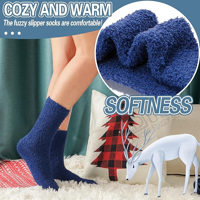 EBMORE Fuzzy Socks Warm Winter Slipper Fluffy Sleep Cozy Comfy Cabin Socks for Mens Womens